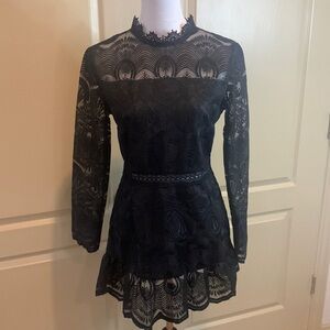 Flirty & Fun Black Lace Dress, Medium